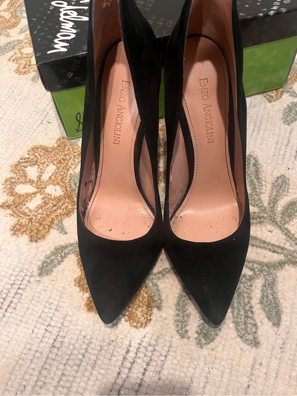 Enzo Angiolini Black Suede Pointed Toe Stiletto Pumps - Picture 5 of 11